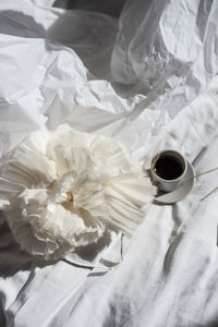 High angle view of coffee on table