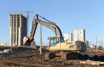 View of construction site against clear sky