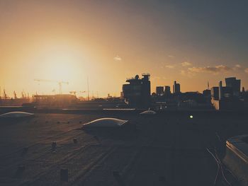 View of city at sunset