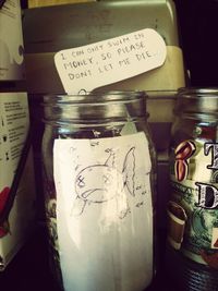 Close-up of text on book