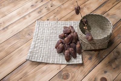 High angle view of food on table