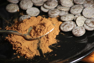 High angle view of cookies