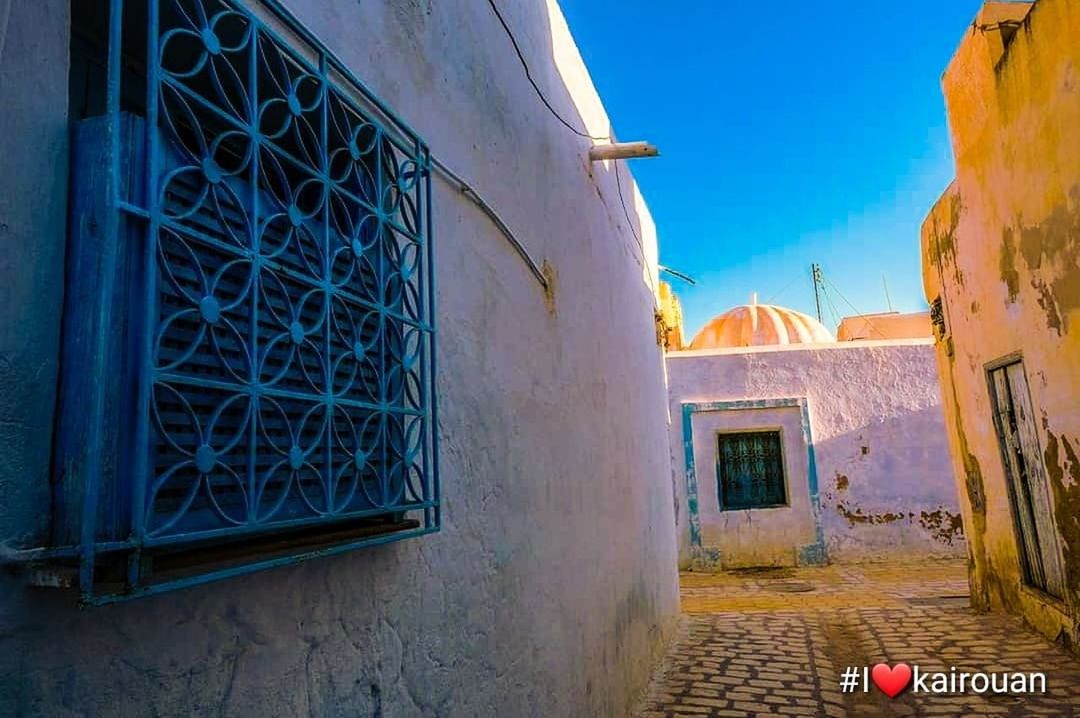 building exterior, built structure, architecture, building, window, day, no people, blue, residential district, outdoors, city, wall - building feature, communication, house, sky, entrance, town, door, nature, wall, alley