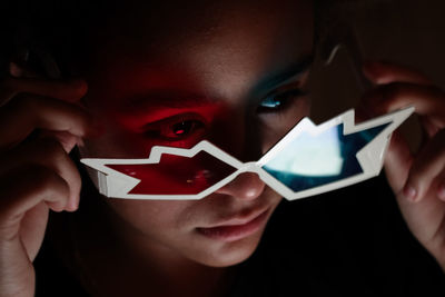 Close-up of young woman with 3d glasses