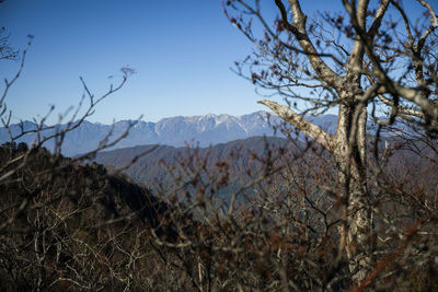 Scenic view of mountains against clear sky