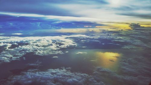 Scenic view of sea against cloudy sky