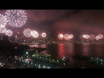 Firework display at night