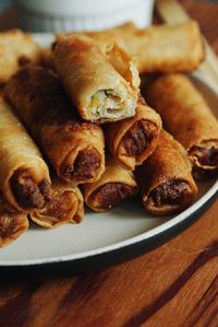 Close-up of food in plate on table