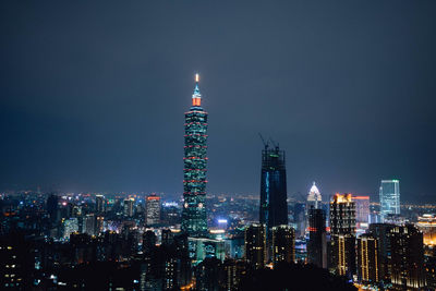 Illuminated city at night