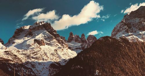 Panoramic view of snow covered mountain