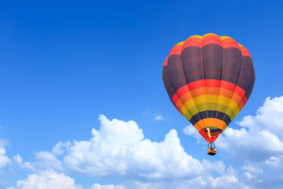 Low angle view of hot air balloon against sky