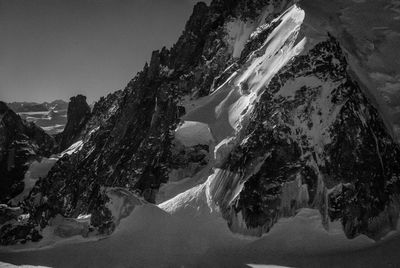 Aerial view of snowcapped mountains against sky