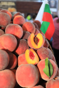 High angle view of fruits for sale at market stall