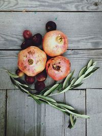 High angle view of fruits on table