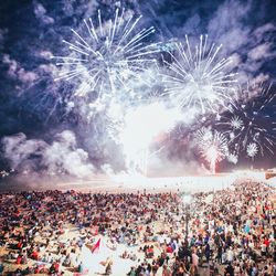 Firework display at night