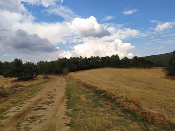 Scenic view of field against sky