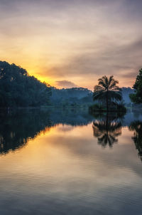 Reflection of the lake at sunrise