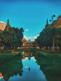 Reflection of buildings in water