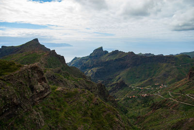 Scenic view of mountains against sky