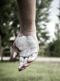 Close-up of a dirty hand