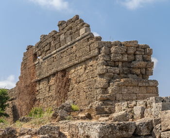 Side, turkey 18.07.2021. ancient city of side in antalya province of turkey on a sunny summer day