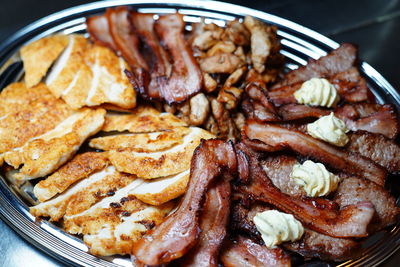 High angle view of meal served in plate