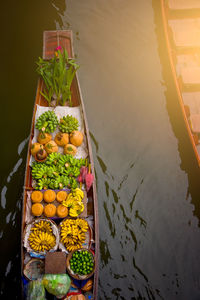 High angle view of fruits in water