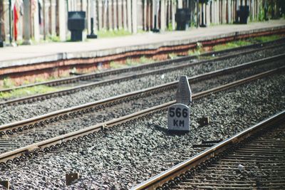 High angle view of railroad tracks