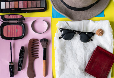 High angle view of sunglasses on table