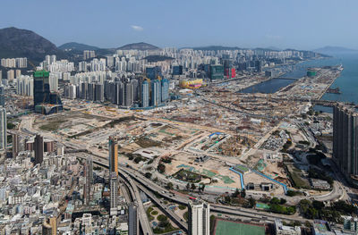 High angle view of kai tak development 