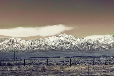 Scenic view of mountains against sky