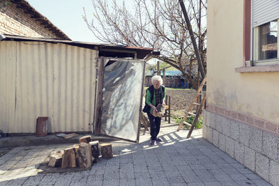 Woman working outdoors