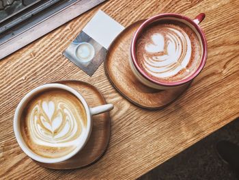 Close-up of cappuccino on table
