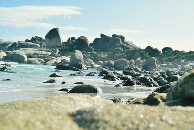 Scenic view of beach against sky