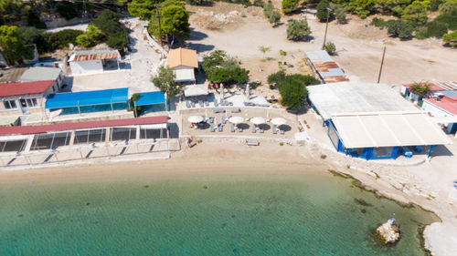 High angle view of swimming pool at beach