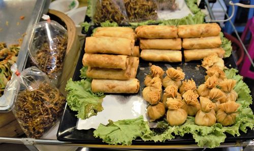 High angle view of food on table