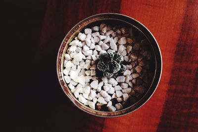 High angle view of eggs on table