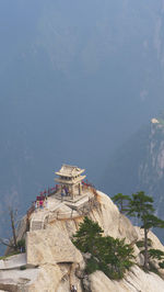 High angle view of temple on mountain