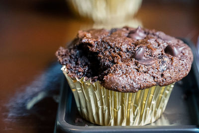 Close-up of cake on table