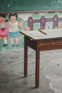 Close-up of doll on table