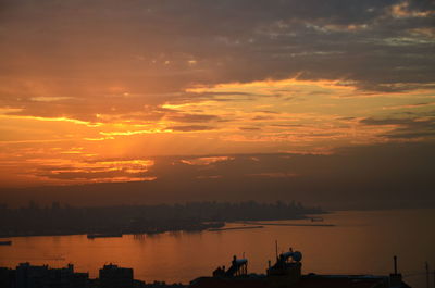 Scenic view of sea at sunset