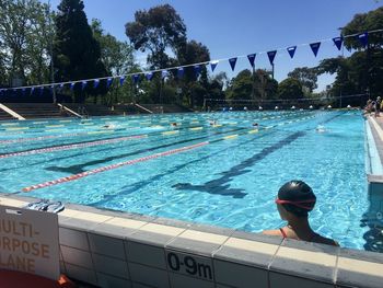 Woman swimming in pool