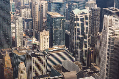 High angle view of buildings in city