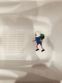 High angle view of boy in toy