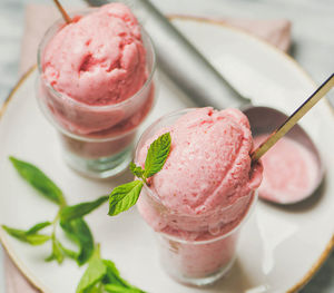 Close-up of ice cream on glass