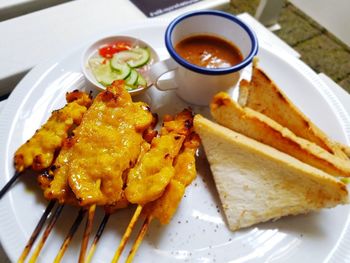 High angle view of meal served in plate