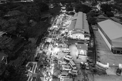 High angle view of buildings in city