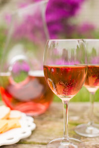 Close-up of wineglass on table