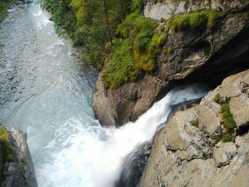 High angle view of waterfall