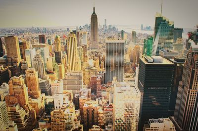 City skyline at sunset